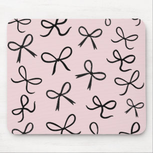 Tapis De Souris Nœuds Noirs Mignons Tendances Rose