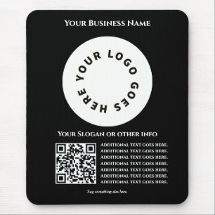 Tapis De Souris Noir avec code QR ajoutez votre propre texte et lo