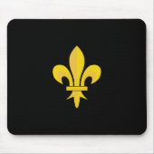 Tapis de souris Noir avec Fleur de Lys Or (Devant)