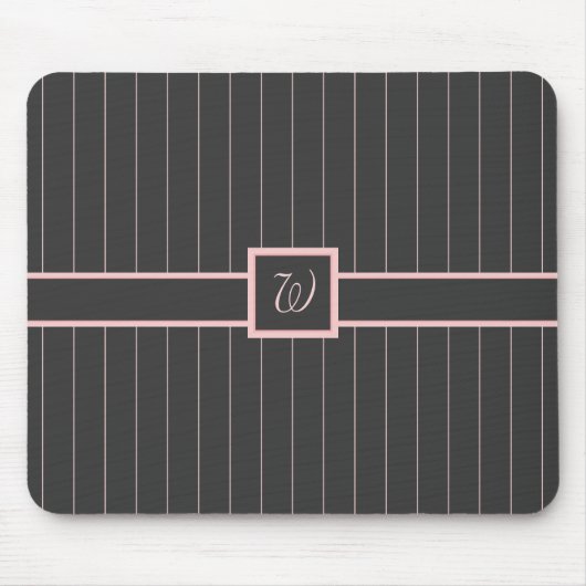 Tapis de souris noir avec rayures roses (Devant)