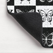 Tapis De Souris Noir blanc À damiers conception papillon (Coin)