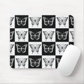 Tapis De Souris Noir blanc À damiers conception papillon (Avec souris)