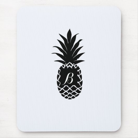 Tapis De Souris Noir & Blanc Aiguille Tropicale Élégant Chic (Devant)