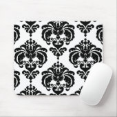 Tapis De Souris Noir & Blanc Damask Chic Moderne Motif élégant (Avec souris)