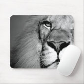 Tapis De Souris Noir blanc Gros plan Oeil Lion (Avec souris)
