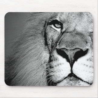 Tapis De Souris Noir blanc Gros plan Oeil Lion