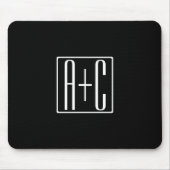 Tapis De Souris Noir & Blanc | Initiales de couple (Devant)