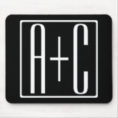 Tapis De Souris Noir & Blanc | Initiales de couple (Devant)