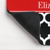 Tapis De Souris Noir Blanc Marocain #5 Nom Rouge Monogramme (Coin)