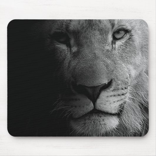 Tapis De Souris Noir Blanc Motivation Leadership Lion Portrait (Devant)