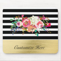 Noir Blanc Or Moderne Floral Glam Élégant Chic