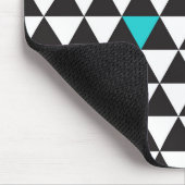 Tapis De Souris Noir Blanc Sarcelle Turquoise Triangles Géométriqu (Coin)