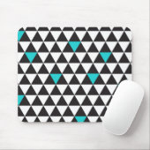 Tapis De Souris Noir Blanc Sarcelle Turquoise Triangles Géométriqu (Avec souris)