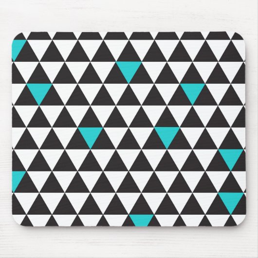 Tapis De Souris Noir Blanc Sarcelle Turquoise Triangles Géométriqu (Devant)