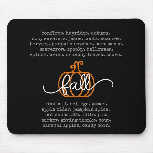 Tapis De Souris Noir Bonjour Automne Définition Mots Citrouille Au (Devant)