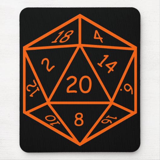 Tapis De Souris Noir D20 et orange (Devant)