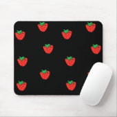 Tapis De Souris Noir de fraises (Avec souris)
