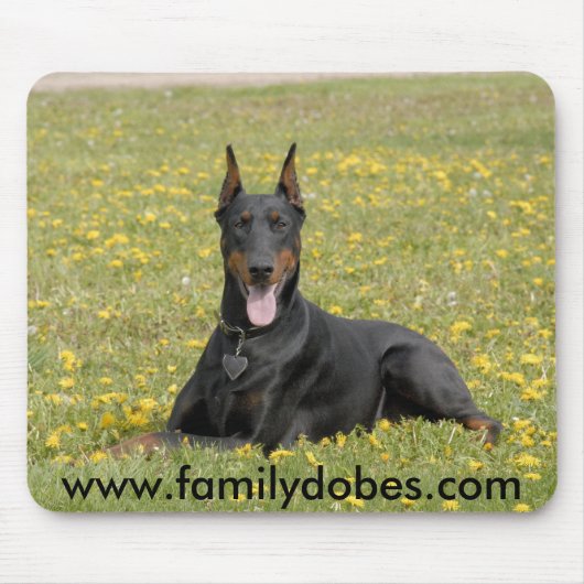 Tapis De Souris Noir de mousepad de dobermann (Devant)