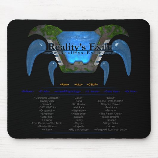 Tapis De Souris Noir de Mousepad de l'exil de la réalité (Devant)