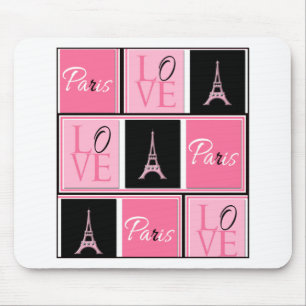 Tapis De Souris Noir de rose d'amour de Tour Eiffel de Paris