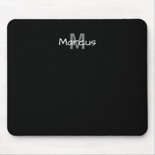 Tapis De Souris Noir Élégant Monogramme