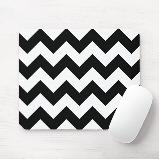 Tapis de souris noir et blanc de Chevron (Avec souris)