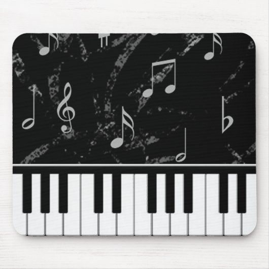 Tapis de souris noir et blanc de musique de piano (Devant)