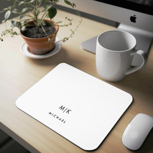 Tapis De Souris Noir et blanc   Monogramme moderne