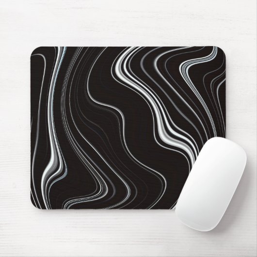 Tapis De Souris Noir et blanc Wavy Abstraction (Avec souris)