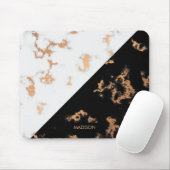 Tapis De Souris Noir et Marbre blanc (Avec souris)