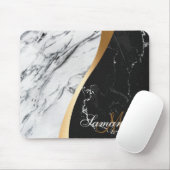 Tapis De Souris Noir et Marbre blanc (Avec souris)