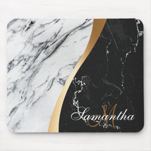 Tapis De Souris Noir et Marbre blanc (Devant)