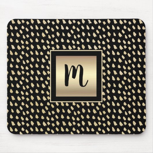 Tapis De Souris Noir feuille or moderne audace script monogramme l (Devant)