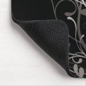 Tapis De Souris noir floral abstrait (Coin)