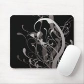 Tapis De Souris noir floral abstrait (Avec souris)