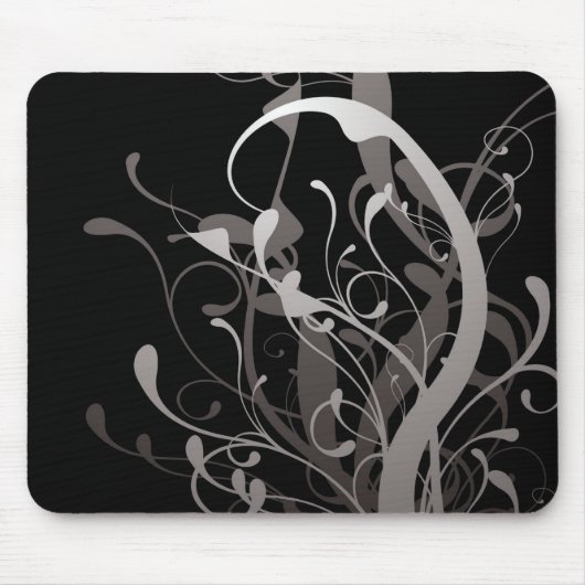 Tapis De Souris noir floral abstrait (Devant)