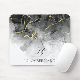 Tapis De Souris Noir Jade Aquarelle Encre personnalisable