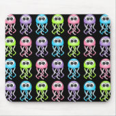 Tapis De Souris Noir mignon Mousepad de méduses d'arc-en-ciel (Devant)