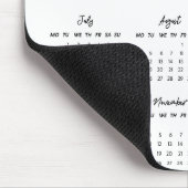 Tapis De Souris Noir moderne Blanc 2025 Calendrier Pleine Année Vu (Coin)