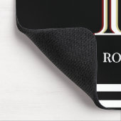 Tapis De Souris Noir moderne Blanc Personnalisé Nom Monogramme (Coin)