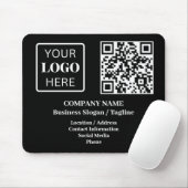 Tapis De Souris Noir moderne Nom d'entreprise Logo Code QR (Avec souris)