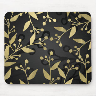 Tapis De Souris Noir & Or Botanique Moderne Rustique Branches