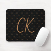 Tapis De Souris Noir or monogramme initiales script élégant (Avec souris)