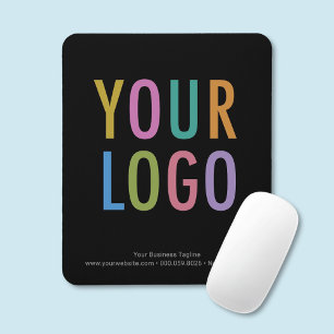 Tapis de souris noir personnalisé Logo d'entrepris