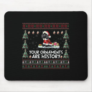 Tapis De Souris Noir Poodle Noël Arbre Lumières Décorations Xma