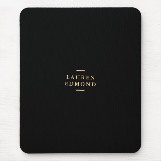 Tapis De Souris Noir professionnel brosse Or (Devant)