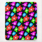 Tapis De Souris Noir rétro Arc-en-ciel couleur Fleurs Motif (Devant)