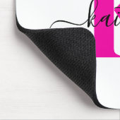 Tapis De Souris Noir rose chaud Nom initial Monogramme (Coin)