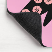 Tapis De Souris Noir & Rose Papillon Design (Coin)