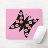 Tapis De Souris Noir & Rose Papillon Design (Avec souris)